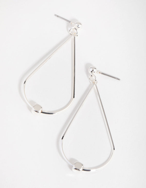 Silver Pear Ball Drop Earrings