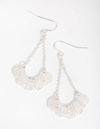 Silver Etched Detail Skirt Drop Earrings - link has visual effect only