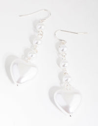 Silver Pearl Heart Drop Earrings - link has visual effect only