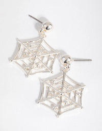 Silver Spider Web Drop Earrings - link has visual effect only