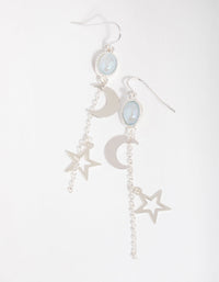 Silver Moonstone Celestial Drop Earrings - link has visual effect only