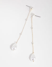 Silver Teardrop Pearl Drop Earrings - link has visual effect only