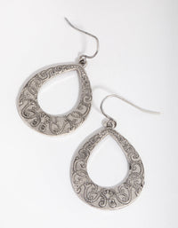 Antique Silver Swirl Open Pear Drop Earrings - link has visual effect only