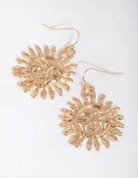 Gold Sun Drop Earrings - link has visual effect only