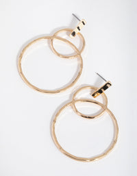 Gold Cross Over Disc Drop Earrings - link has visual effect only