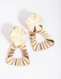 Gold Crinkle Wave Drop Earrings - link has visual effect only