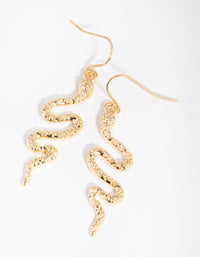 Gold Etched Snake Drop Earrings - link has visual effect only