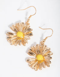 Gold Bright Daisy Drop Earrings - link has visual effect only