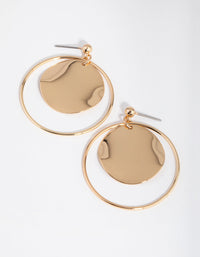 Gold Wave Centre Disc Earrings - link has visual effect only
