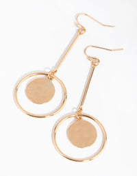 Gold Hammered Disc Drop Earrings - link has visual effect only
