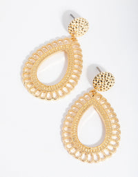 Gold Fine Etched Teardrop Earrings - link has visual effect only