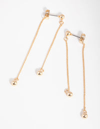 Gold Ball and Chain Stud Drop Earrings - link has visual effect only