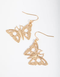 Gold Stamp Butterfly Drop Earrings - link has visual effect only