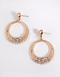 Gold Open Circle Diamante Drop Earrings - link has visual effect only