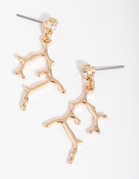 Gold Diamante Branch Drop Earrings - link has visual effect only