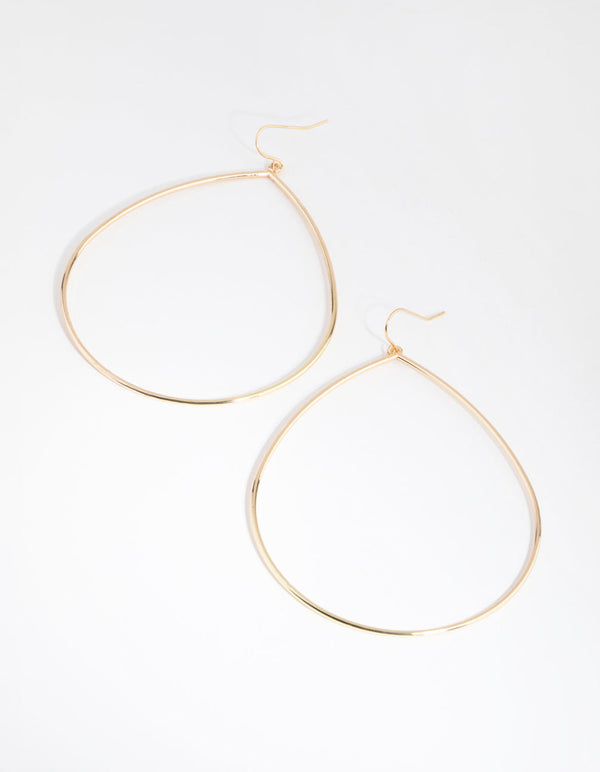 Gold Large Open Pear Drop Earrings