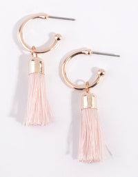 Rose Gold Open Hoop Tassel Earrings - link has visual effect only