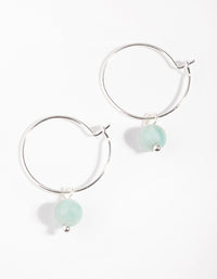 Silver Sphere Semi Precious Hoop Earrings - link has visual effect only