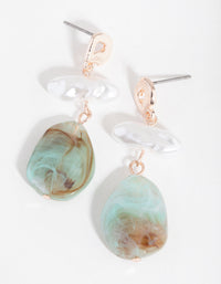 Rose Gold Keshi Pearl Stone Drop Earrings - link has visual effect only