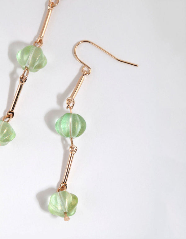 Green Double Lantern Drop Earrings