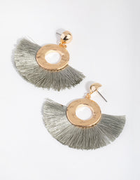 Gold Fan Tassel Drop Earrings - link has visual effect only