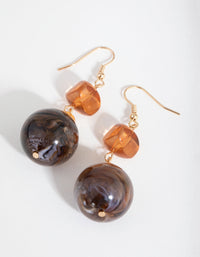 Gold Mix Bauble Bead Drop Earrings - link has visual effect only