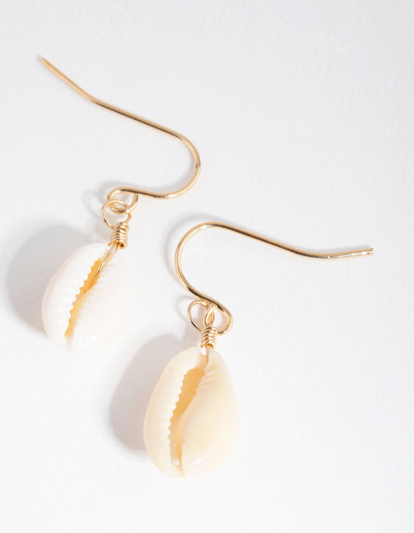 Gold Simple Shell Drop Earrings