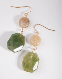Gold Flat Facet Beaded Drop Earrings - link has visual effect only