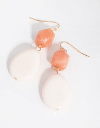 Gold Mixed Shape Beaded Drop Earrings - link has visual effect only