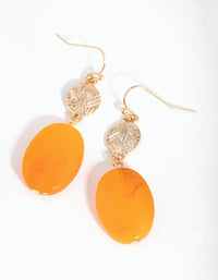 Gold Disc and Bead Drop Earrings - link has visual effect only