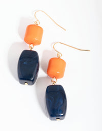 Gold Block Stone Mix Drop Earrings - link has visual effect only