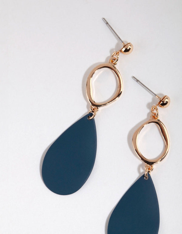Matte Navy Pear Drop Earrings