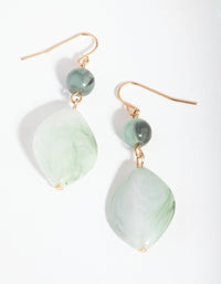 Gold Jade Stone Drop Earrings - link has visual effect only