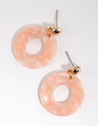 Roze marmeren acryl schijf oorbellen - link has visual effect only