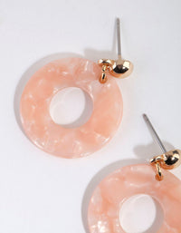 Roze marmeren acryl schijf oorbellen - link has visual effect only