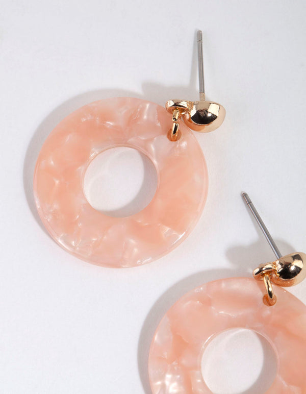 Roze marmeren acryl schijf oorbellen