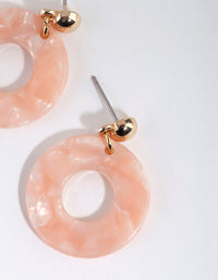Roze marmeren acryl schijf oorbellen - link has visual effect only