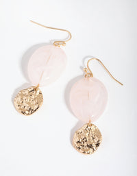 Gold Marble Textured Disc Drop Earrings - link has visual effect only