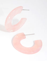 Pink Acrylic Narrow Hoop Earrings - link has visual effect only