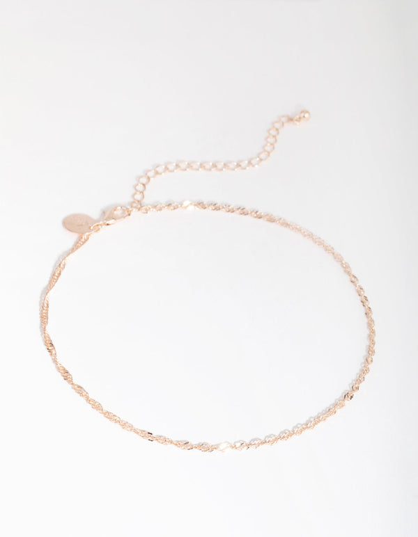 Rose Gold Twist Chain Choker Necklace