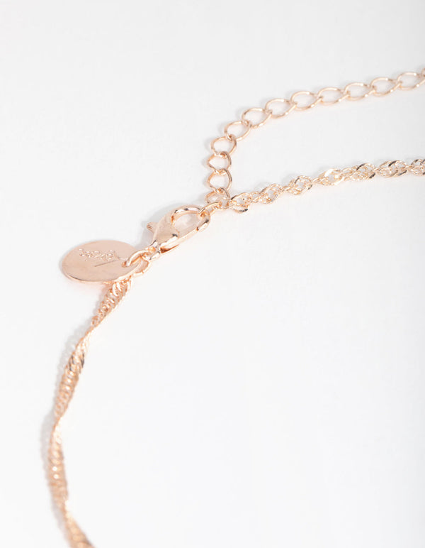Rose Gold Twist Chain Choker Necklace