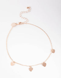 Rose Gold Heart Charm Choker Necklace - link has visual effect only