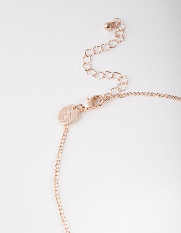 Rose Gold Heart Charm Choker Necklace