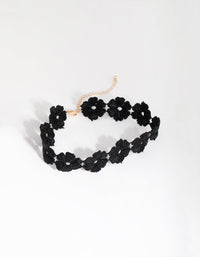 Gold Flower Black Lace Choker Necklace - link has visual effect only