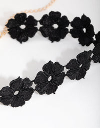 Gold Flower Black Lace Choker Necklace - link has visual effect only