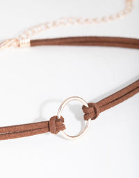 Rose Gold Mini Bullring PU Choker Necklace - link has visual effect only