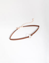 Rose Gold Mini Bullring PU Choker Necklace - link has visual effect only