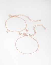 Rose Gold Butterfly Charm 2-Pack Bracelets - link has visual effect only