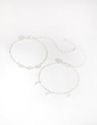Silver Rose and Pearl Bracelet Set - link has visual effect only