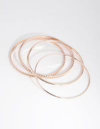 Rose Gold Mix Texture 4-Pack Bangle Bracelets - link has visual effect only